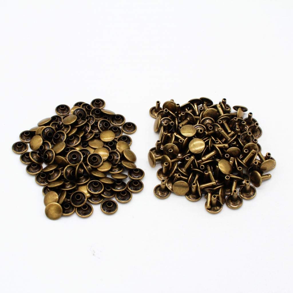 Nimida® Double Cap Rivets | Antique Bronze Colour | Metal | Large Size-9 mm | for DIY Leather Craft |