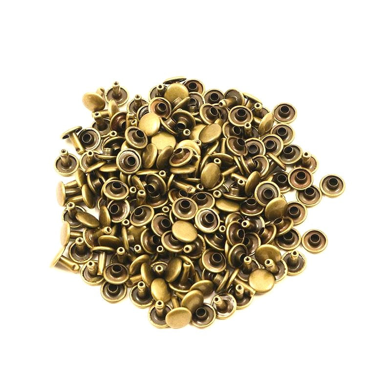 Nimida® Double Cap Rivets | Antique Bronze Colour | Metal | Large Size-9 mm | for DIY Leather Craft |