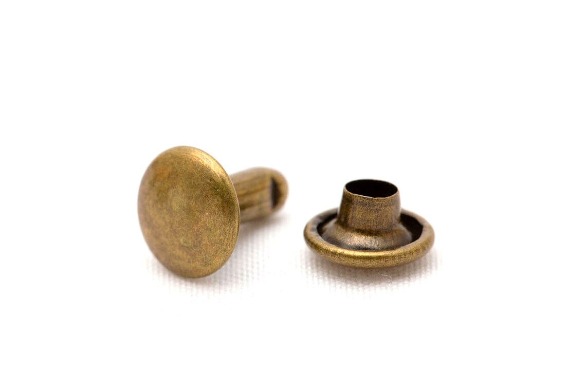 Nimida® Double Cap Rivets | Antique Bronze Colour | Metal | Large Size-9 mm | for DIY Leather Craft |