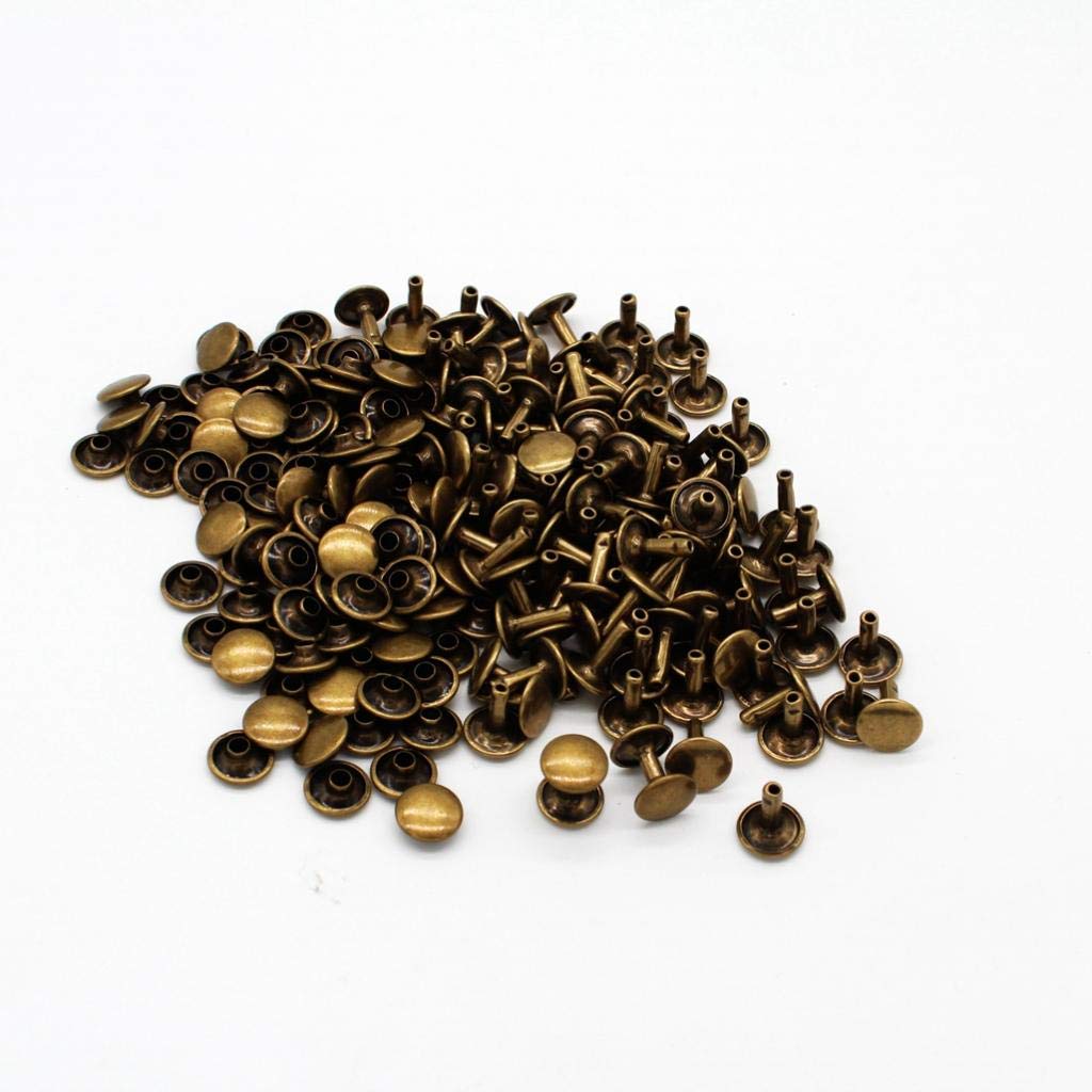 Nimida® Double Cap Rivets | Antique Bronze Colour | Metal | Large Size-9 mm | for DIY Leather Craft |