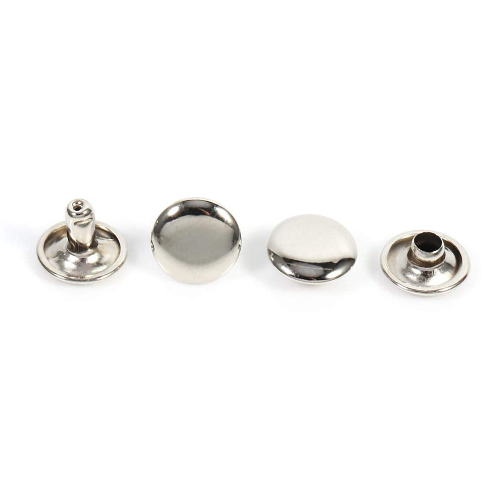 Nimida™ Double Cap Rivets | Brass | Small Size-5 mm | Silver | for DIY Leather Craft |