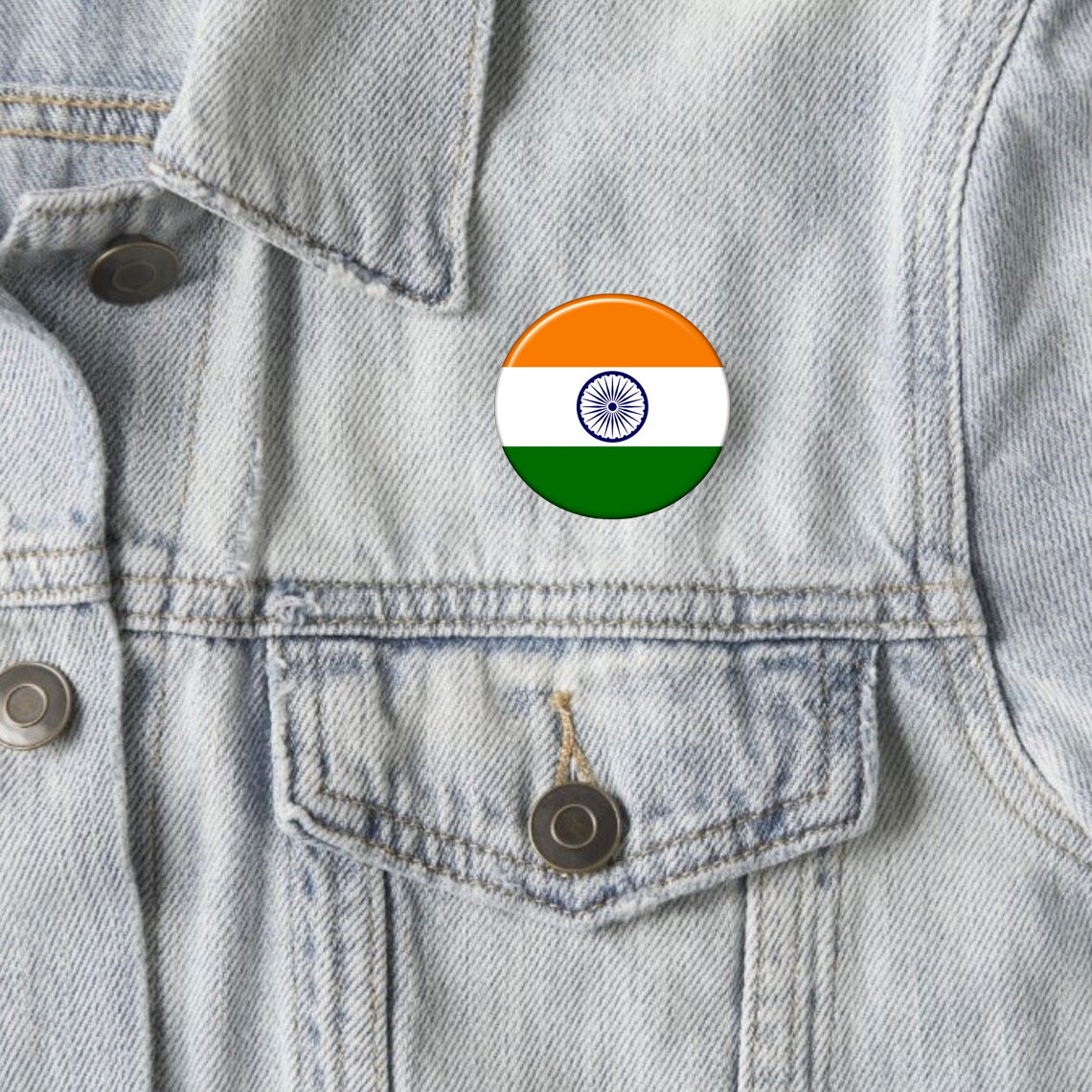 Nimida Indian National Flag Round | Metal & Plastic | Lapel Pin/Brooch/Badge | Size 4.5 cm