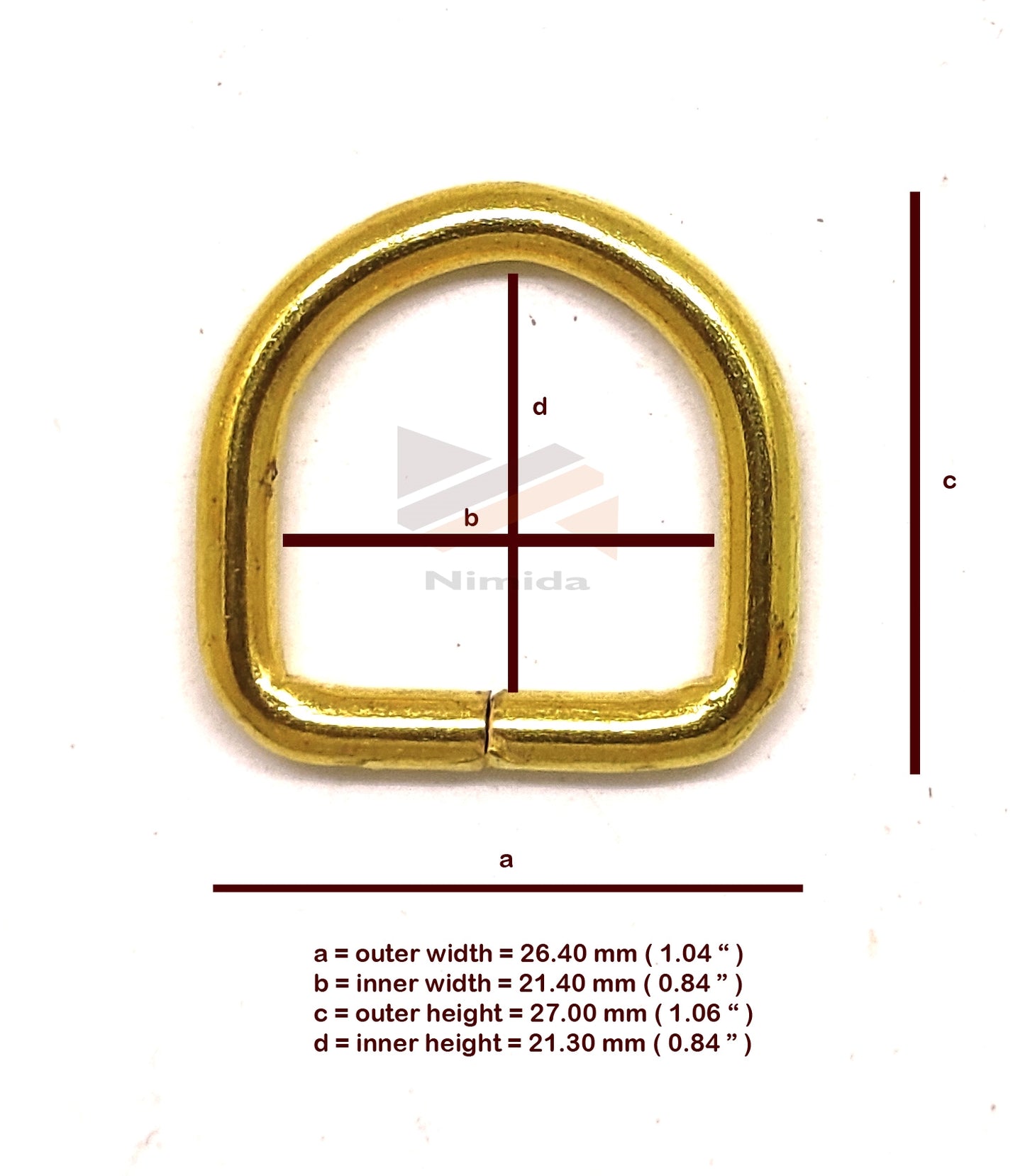 Nimida D Rings 1” useful for 0.75" inch strap | Golden Buckles for Straps Ties Belts Bags, Handmade Un-Welded Connect Buckle for Leather Bags Garment Clothes Luggage, Purse