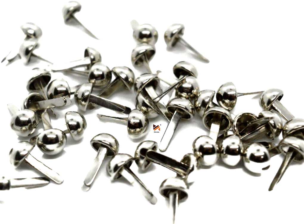 Nimida® Metal Brad Pins/Split Pin/Rivet/Stud/Skull pins/Spikes/Paper Fastener for Scrapbooking, DIY, Leather Goods, Spikes | 15 mm | Medium Size | Shiny Steel/Silver Colour