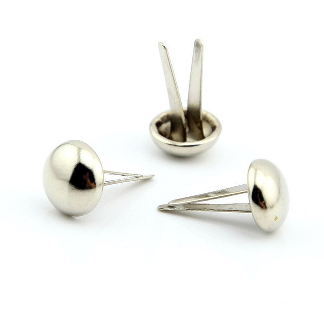 Nimida® Metal Brad Pins/Split Pin/Rivet/Stud/Skull pins/Spikes/Paper Fastener for Scrapbooking, DIY, Leather Goods, Spikes | 15 mm | Medium Size | Shiny Steel/Silver Colour