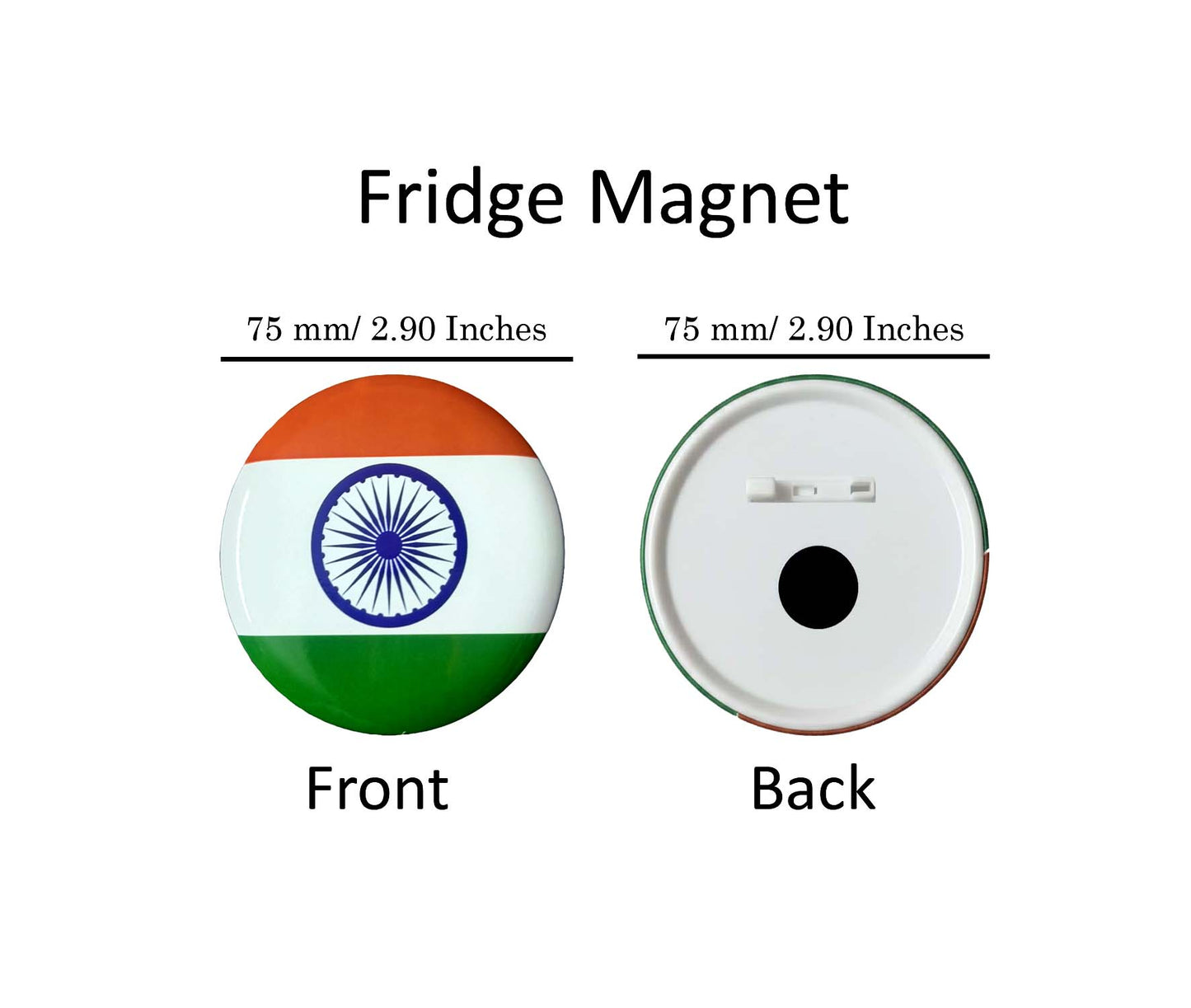 Nimida® Indian Tricolour Flag Design Fridge Magnet Round Shape | Premium 75mm | Indian Flag Magnet for Refrigerator Decor, Patriotic Theme | Perfect for Gifting and Souvenirs