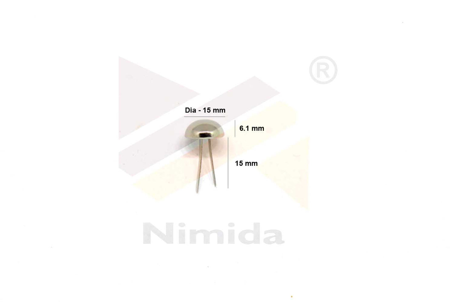Nimida® Metal Brad Pins/Split Pin/Rivet/Stud/Skull pins/Spikes/Paper Fastener for Scrapbooking, DIY, Leather Goods, Spikes | 15 mm | Medium Size | Shiny Steel/Silver Colour