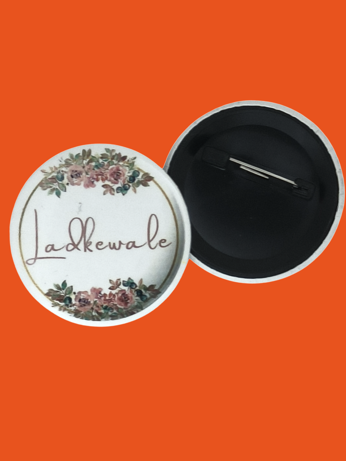 Nimida Ladkewale Printed Round Button Badges | Steel Pin | Dulhewala Badges | Sober Design | Batches for Wedding, Bachelor/Reception party and Events
