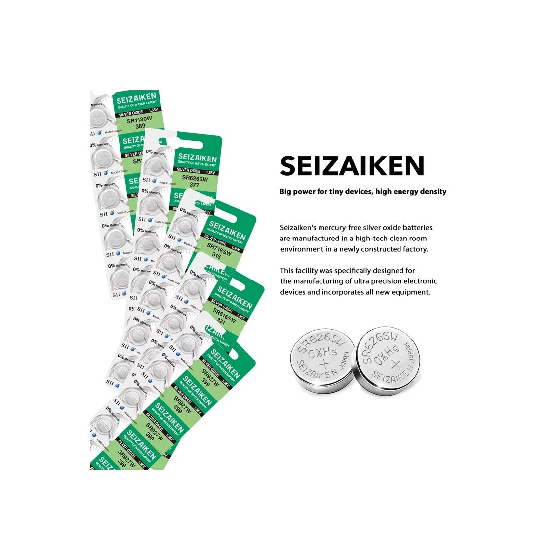 Seizaiken SR621SW / 364 Silver Oxide Coin Battery 1.55 V | Suitable for use in Watches