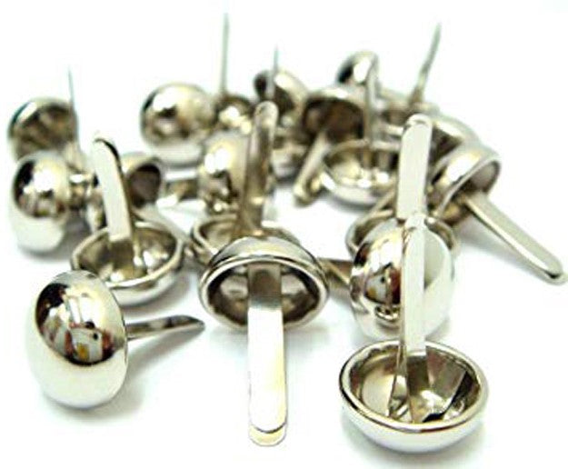 Nimida Metal Brad Pins/Split Pin/Rivet/Stud/Skull pins/Spikes/Paper Fastener for Scrapbooking, DIY, Leather Goods, Spikes | 12 mm | Medium Size | Shiny Steel/Silver Colour