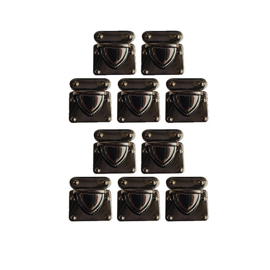 Nimida ® Purse Push Lock V Type | Gun Metal Colour | Tuck Lock/Thumb Lock/Clasp/Closure for DIY Purses/Bags/Travel Bags/Handbags