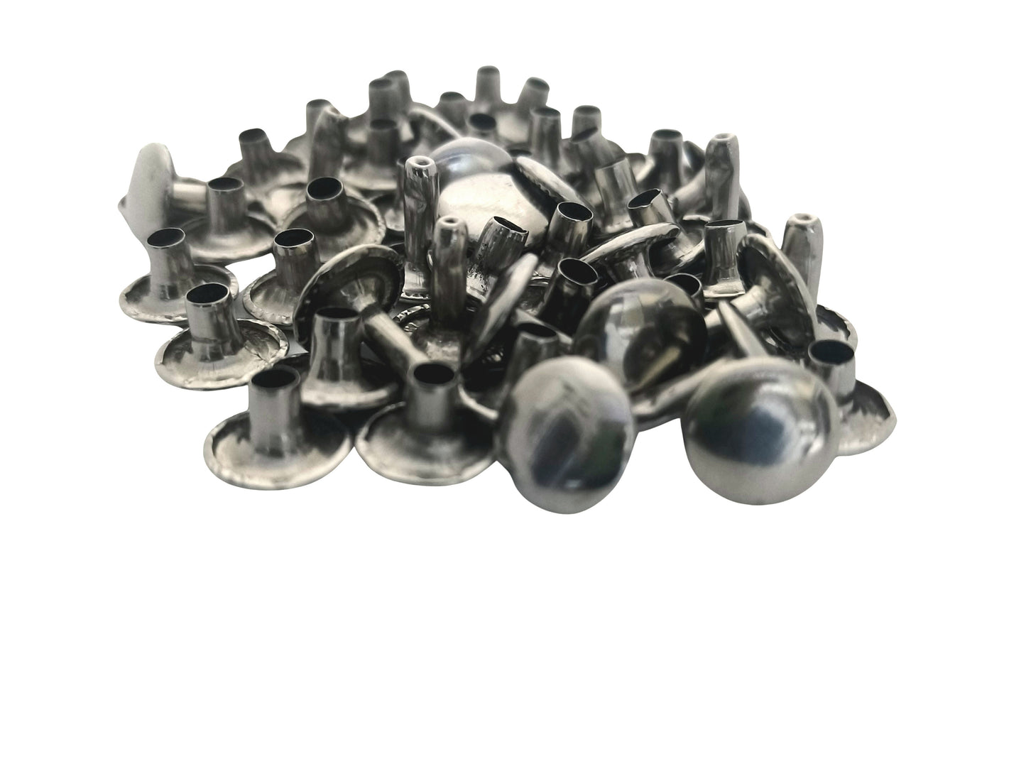 Nimida® Double Cap Rivets | Metal | Large Size-12 mm | Colour Silver | for DIY Leather Craft