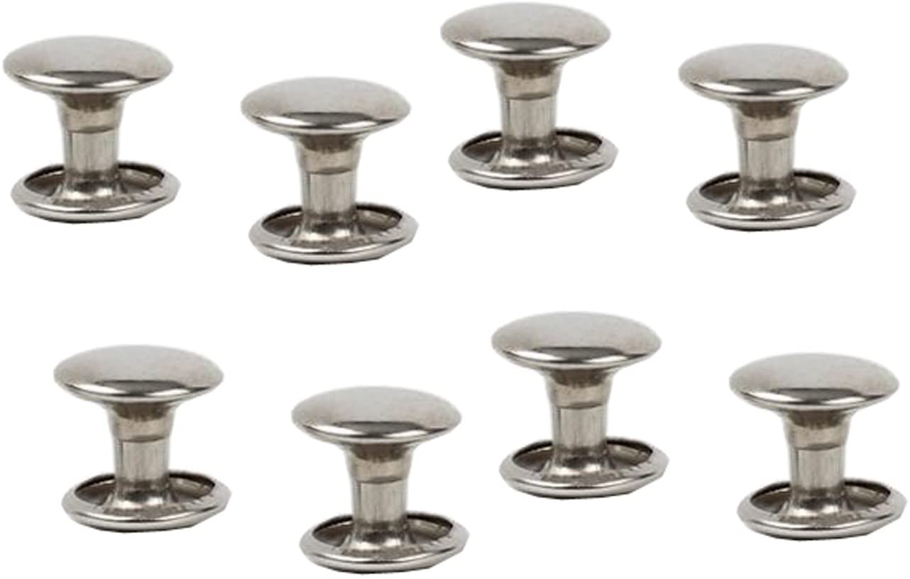 Nimida™ Double Cap Rivets | Brass | Small Size-5 mm | Silver | for DIY Leather Craft |