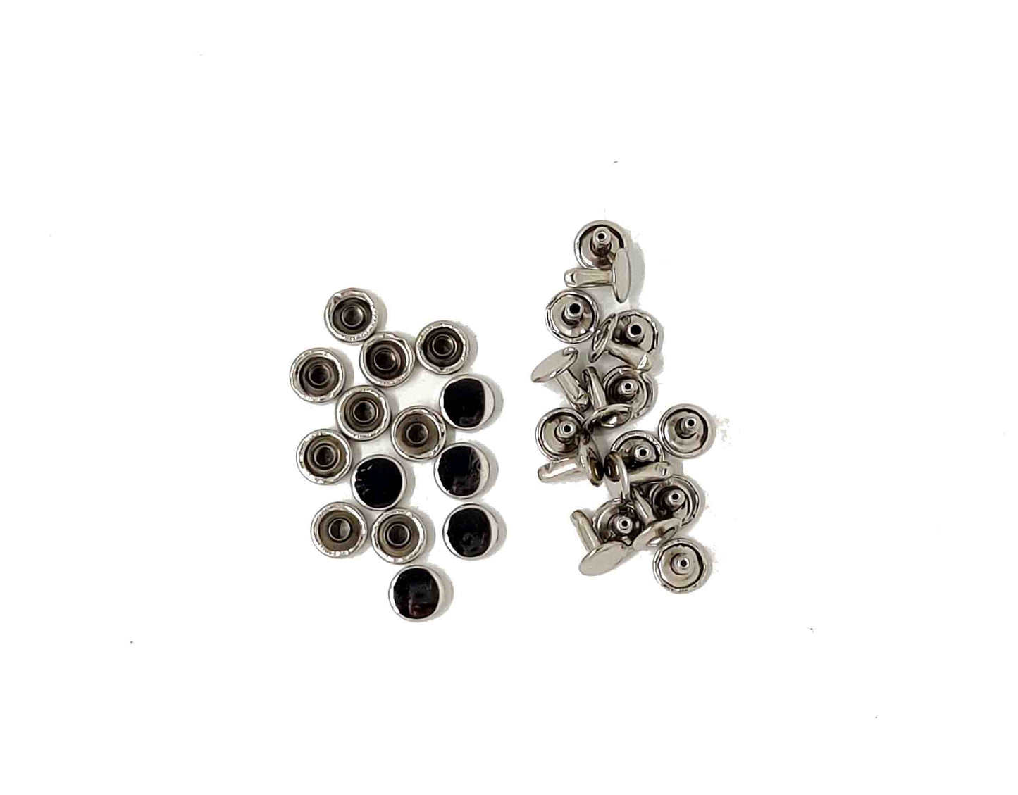 Nimida™ Tablet Style Round Headed Flat Double Capped Metal Tubular Rivets Buttons | Nickel Colour | 9 mm | for DIY Leather Shoes Bag Bracelet Style Rapid Studs