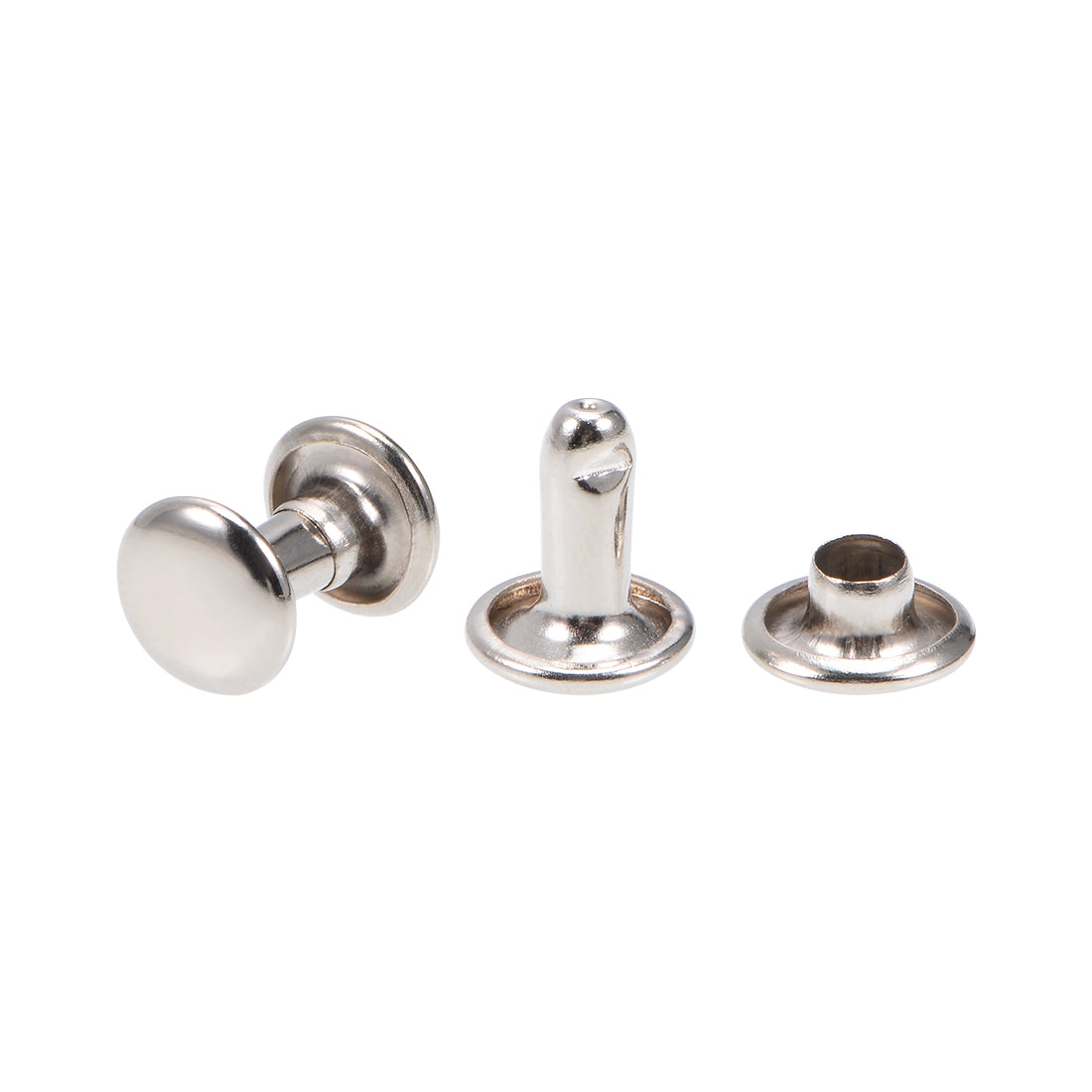Nimida® Double Cap Rivets | Brass | Large Size - 9 mm | Silver | for DIY Leather Craft |