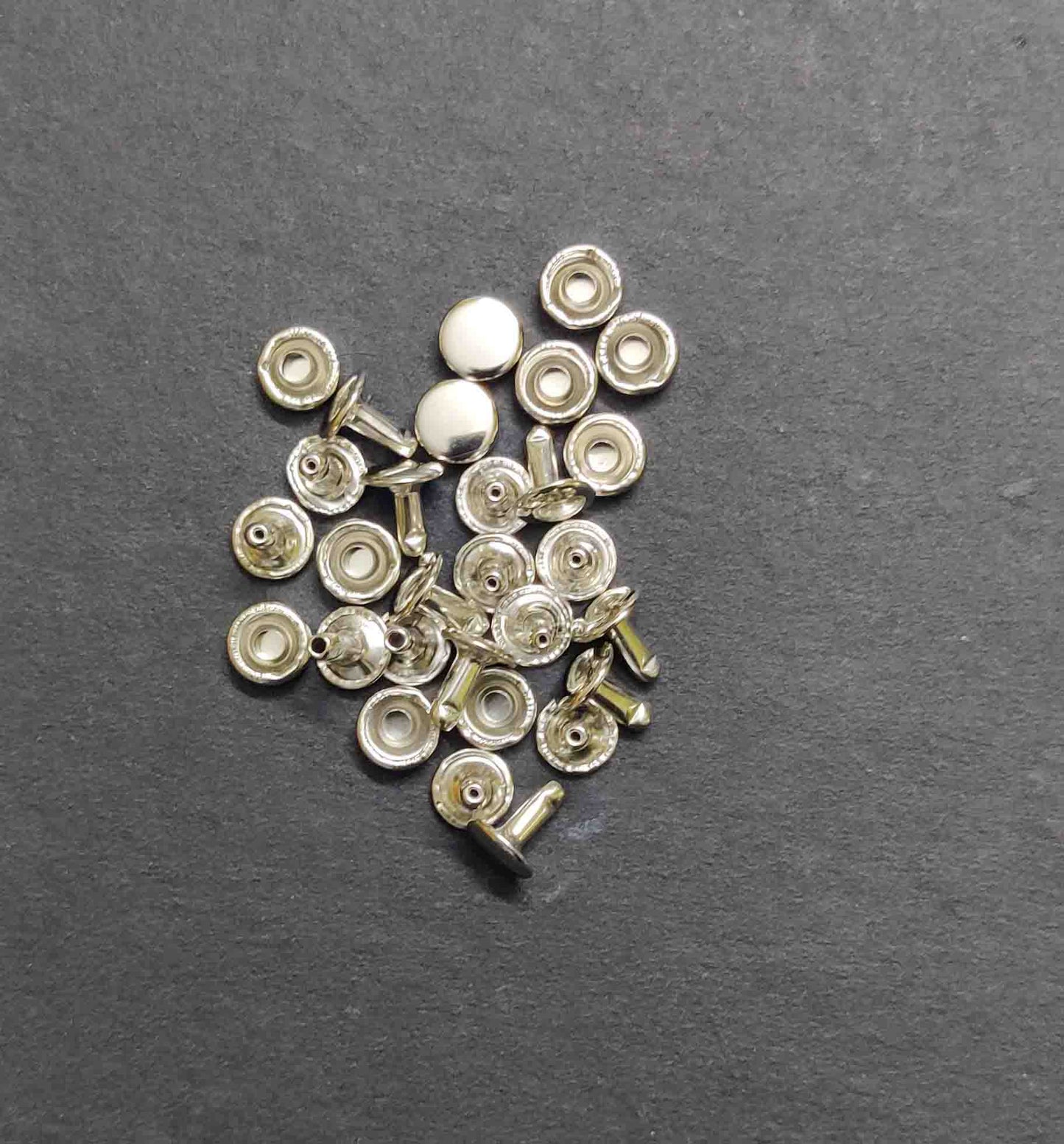 Nimida™ Tablet Style Round Headed Flat Double Capped Metal Tubular Rivets Buttons | Nickel Colour | 9 mm | for DIY Leather Shoes Bag Bracelet Style Rapid Studs