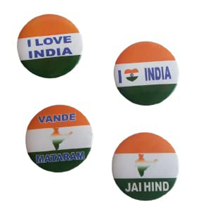 Nimida® Indian Flag Badge for Republic and Independence Day| Mixed Design | Metal & Plastic | Size 4.5 cm |