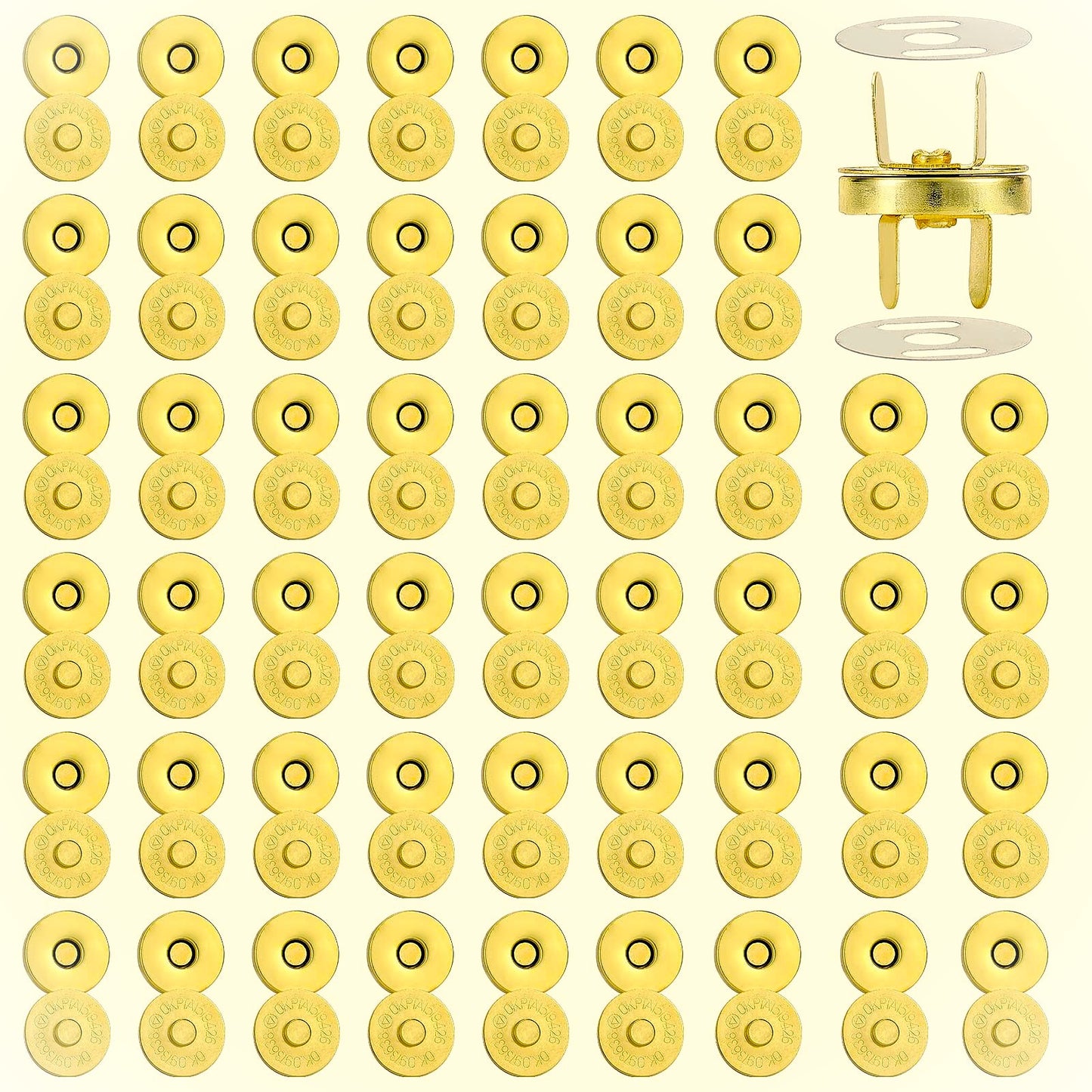 Nimida Magnetic Button Snaps Clasps Fasteners Closure 18 mm - Golden - for Sewing, Clutch, Purses, Tote, Handbags, Clothes, Leather