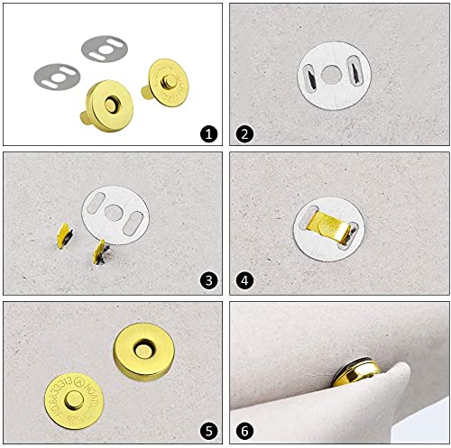 Nimida Magnetic Button Snaps Clasps Fasteners Closure 18 mm - Golden - for Sewing, Clutch, Purses, Tote, Handbags, Clothes, Leather