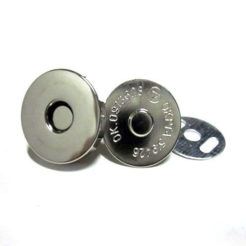 Nimida® Magnetic Button Snaps Clasps Fasteners Closure 18 mm - Nickel/Silver - for Sewing, Clutch, Purses, Tote, Handbags, Clothes, Leather