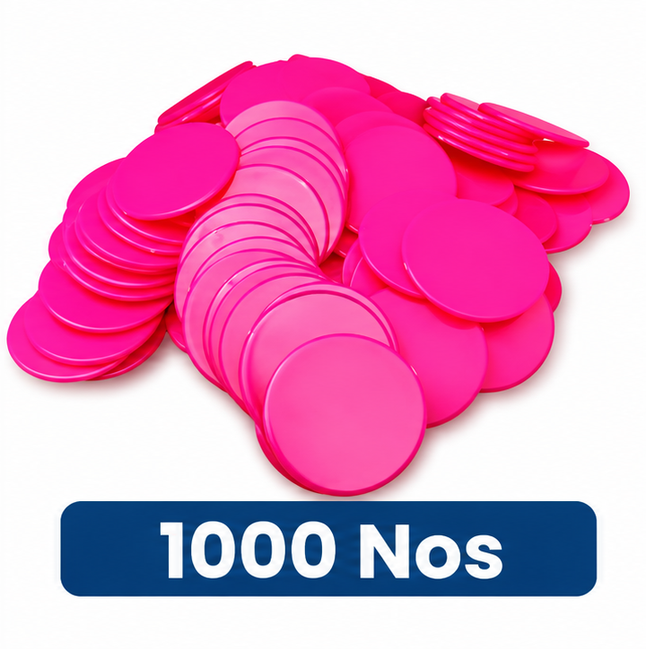 Nimida® Big Size 1.50 Inches (38 mm) Plastic Round Plain Coin/Token/Chips for Board Games and Other Uses | Pink Color |