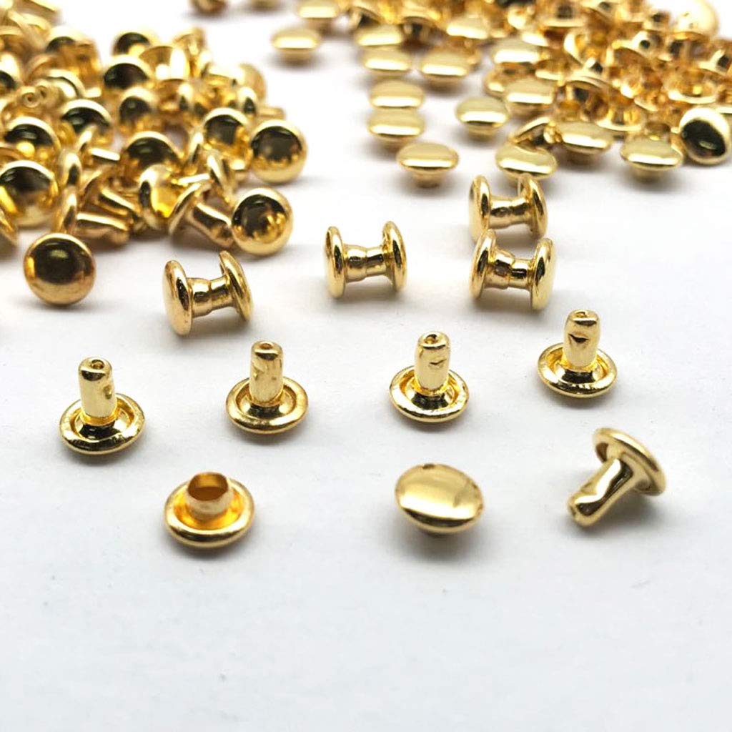 Nimida™ Double Cap Rivets | Brass | Small Size-5 mm | Golden | for DIY Leather Craft |