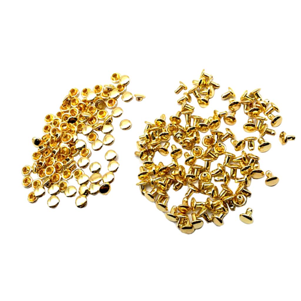 Nimida™ Double Cap Rivets | Brass | Small Size-5 mm | Golden | for DIY Leather Craft |