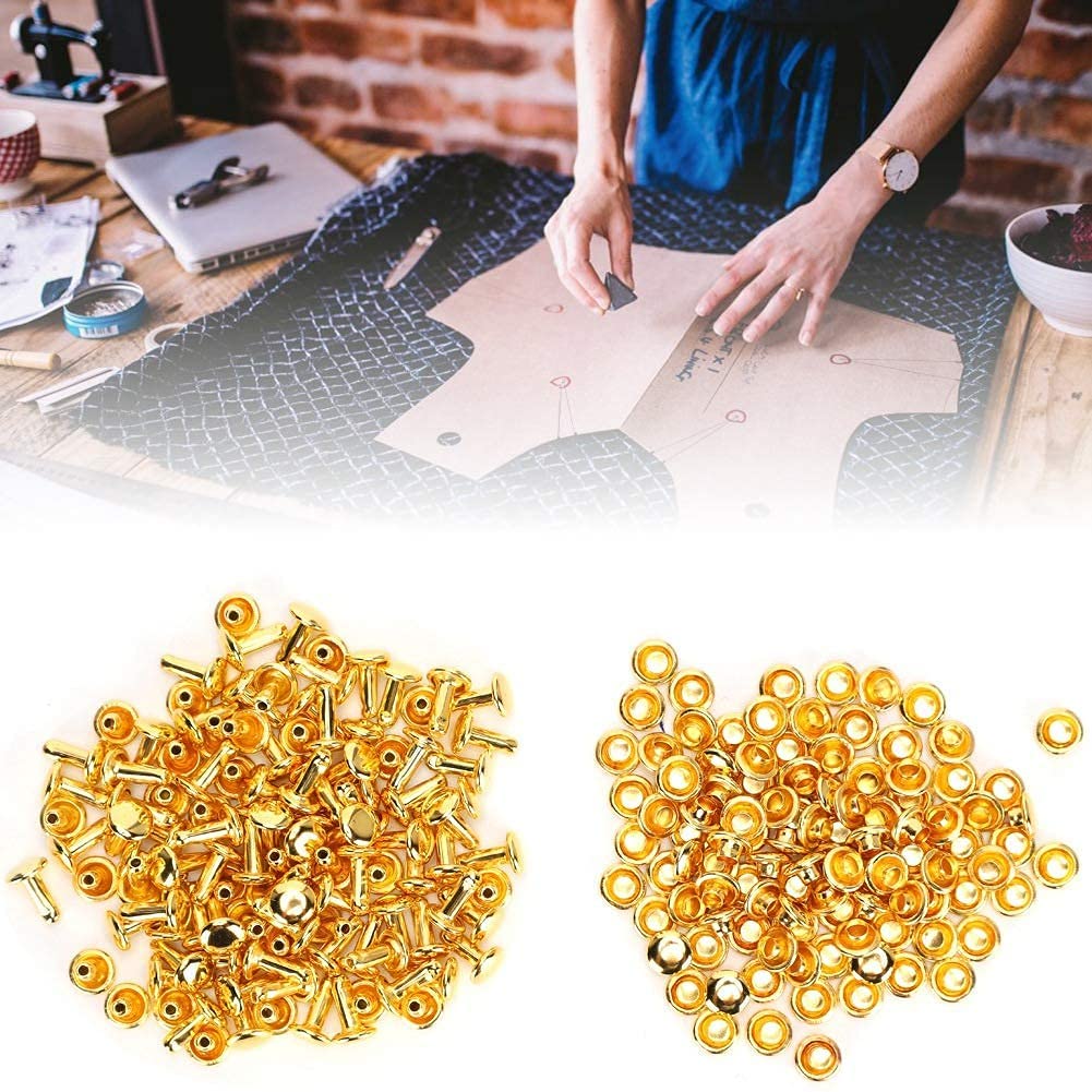 Nimida™ Double Cap Rivets | Brass | Small Size-5 mm | Golden | for DIY Leather Craft |