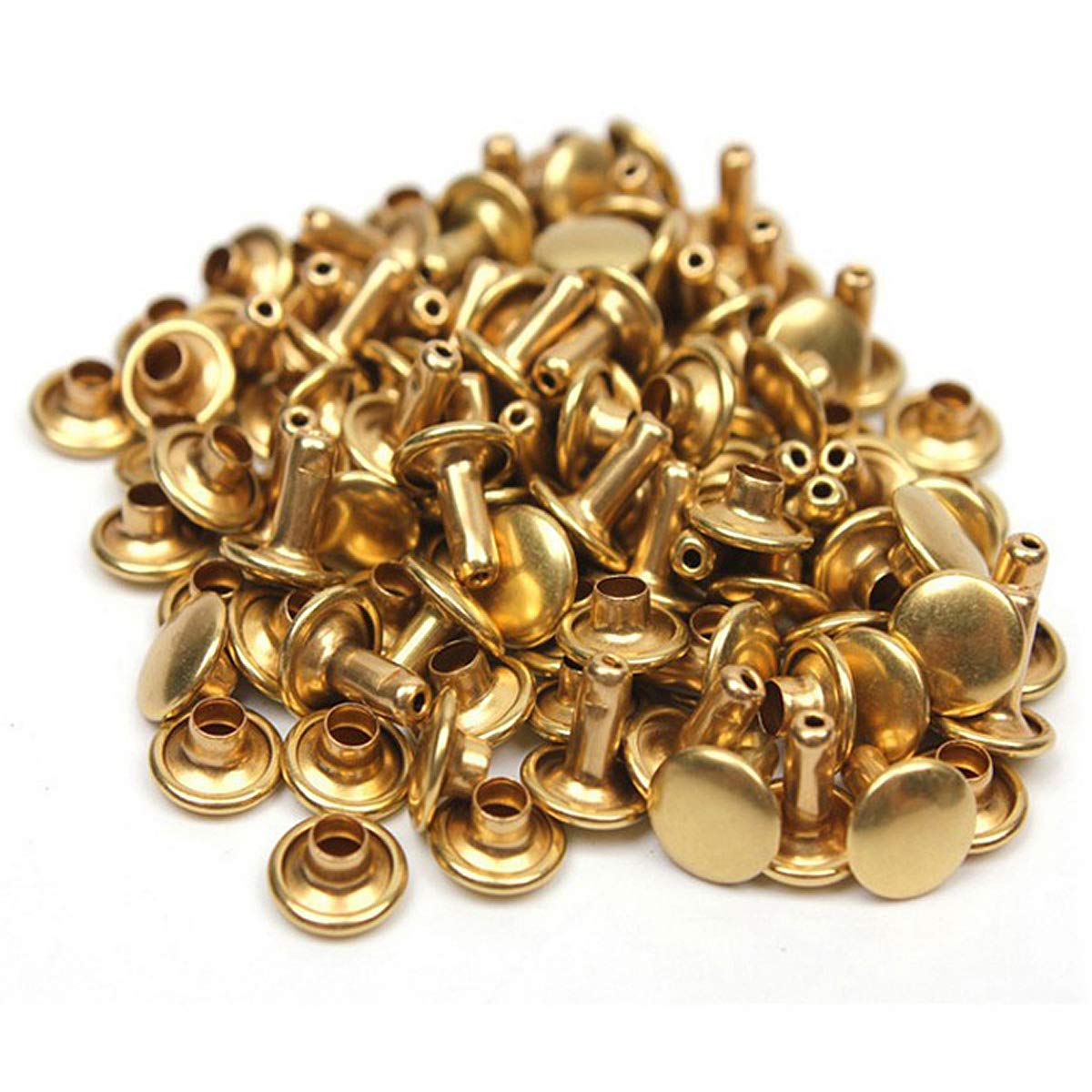 Nimida™ Double Cap Rivets | Brass | Small Size-5 mm | Golden | for DIY Leather Craft |