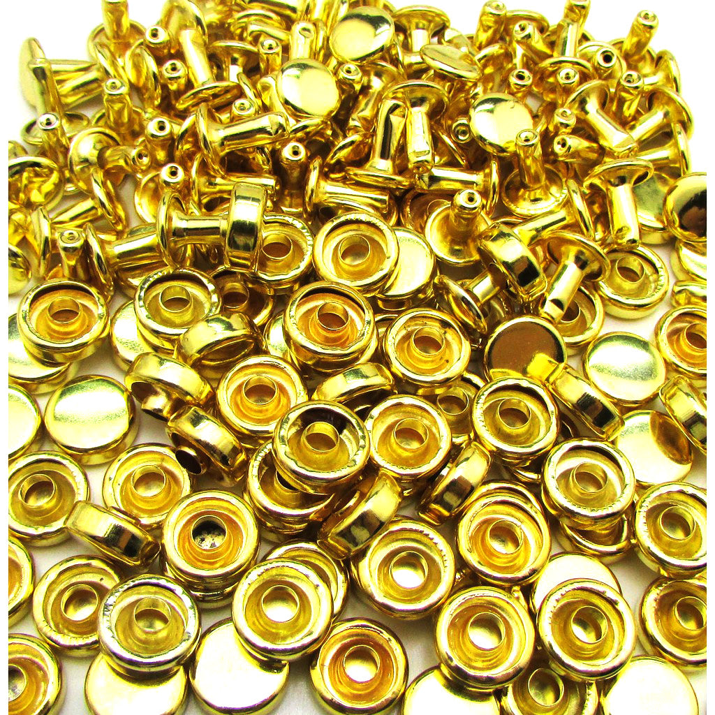 Nimida™ Double Cap Rivets | Brass | Size-7 mm | Golden | for DIY Leather Craft |