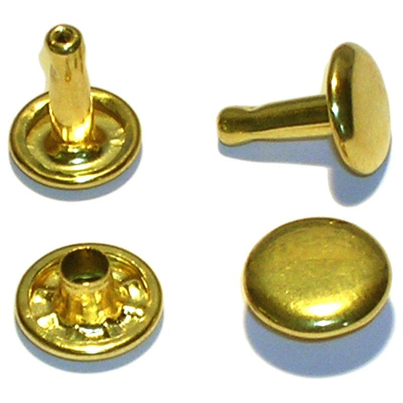 Nimida™ Double Cap Rivets | Brass | Size-7 mm | Golden | for DIY Leather Craft |