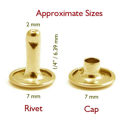 Nimida™ Double Cap Rivets | Brass | Size-7 mm | Golden | for DIY Leather Craft |