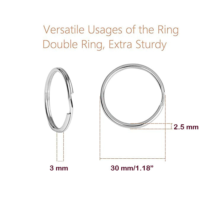 Nimida® Steel Key Split Rings for Keychain 1 inch Diameter for Gifts and DIY Works | Silver