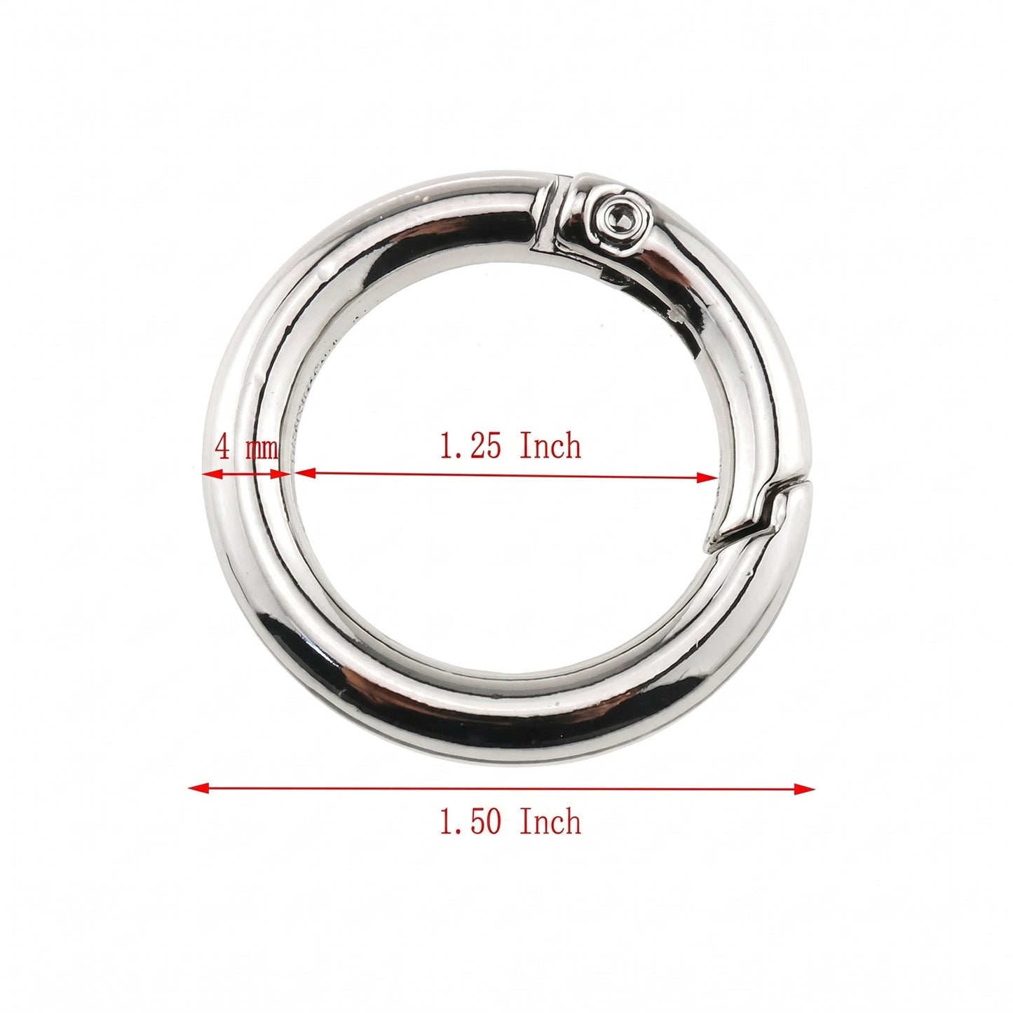 Nimida® Premium Spring Ring, Metal Gate Open O Ring, Openable Carabiner - Silver Colour