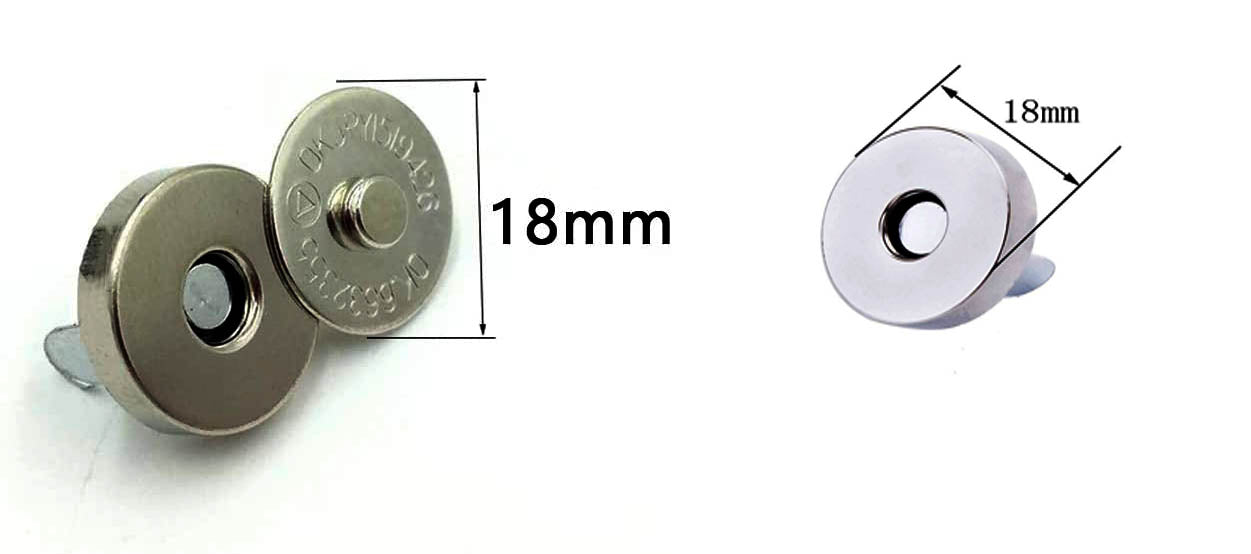 Nimida® Magnetic Button Snaps Clasps Fasteners Closure 18 mm - Nickel/Silver - for Sewing, Clutch, Purses, Tote, Handbags, Clothes, Leather