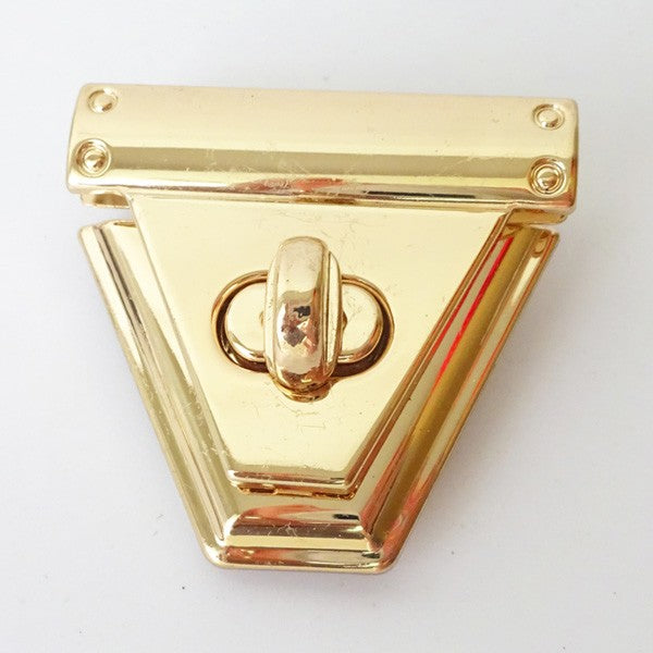 Nimida Triangle Turn Twist Purse Push Lock / Clasp / Closure for DIY purses/bags/travel bags/handbags | Gold |