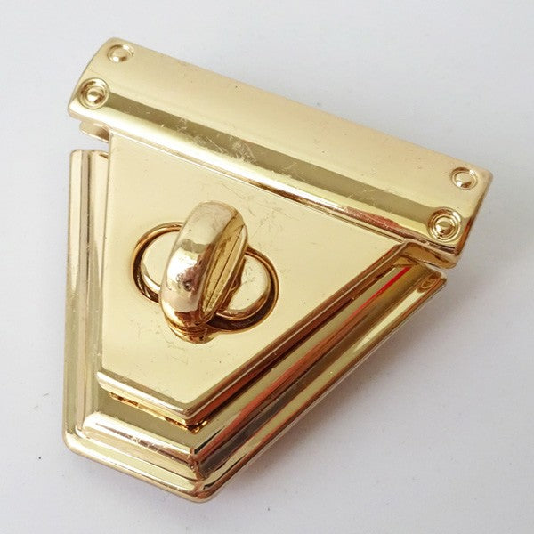 Nimida Triangle Turn Twist Purse Push Lock / Clasp / Closure for DIY purses/bags/travel bags/handbags | Gold |