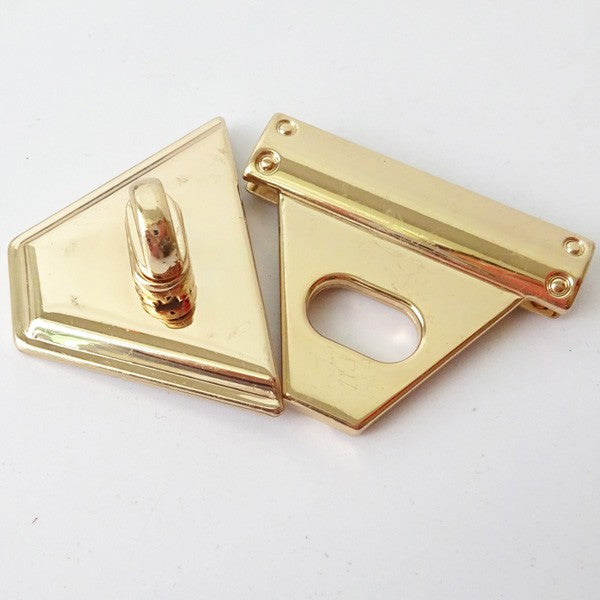 Nimida Triangle Turn Twist Purse Push Lock / Clasp / Closure for DIY purses/bags/travel bags/handbags | Gold |