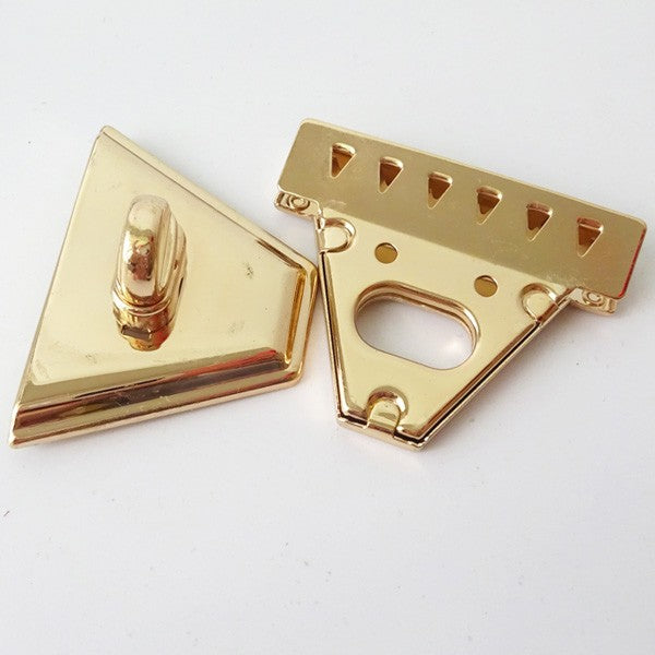 Nimida Triangle Turn Twist Purse Push Lock / Clasp / Closure for DIY purses/bags/travel bags/handbags | Gold |