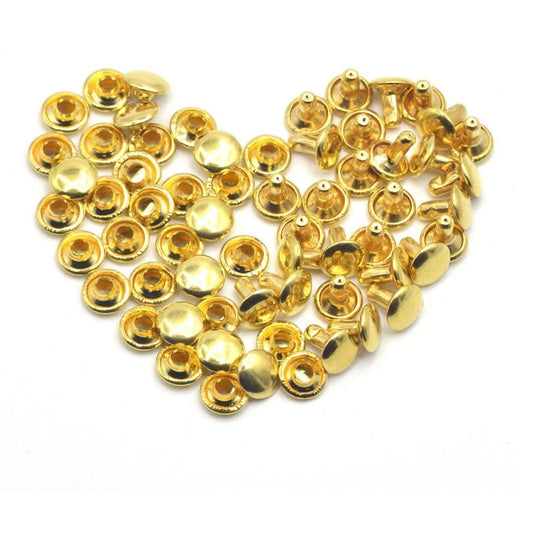Nimida® Double Cap Rivets | Brass | Large Size - 9 mm | Golden | for DIY Leather Craft |
