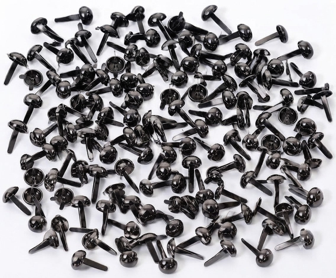 Nimida®  Metal Brad Pins/Split Pin/Rivet/Stud/Skull pins/Spikes/Paper Fastener for Scrapbooking, DIY, Leather Goods, Spikes | 9 mm | Gun Metal Black