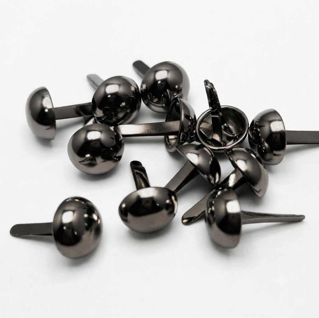 Nimida®  Metal Brad Pins/Split Pin/Rivet/Stud/Skull pins/Spikes/Paper Fastener for Scrapbooking, DIY, Leather Goods, Spikes | 9 mm | Gun Metal Black