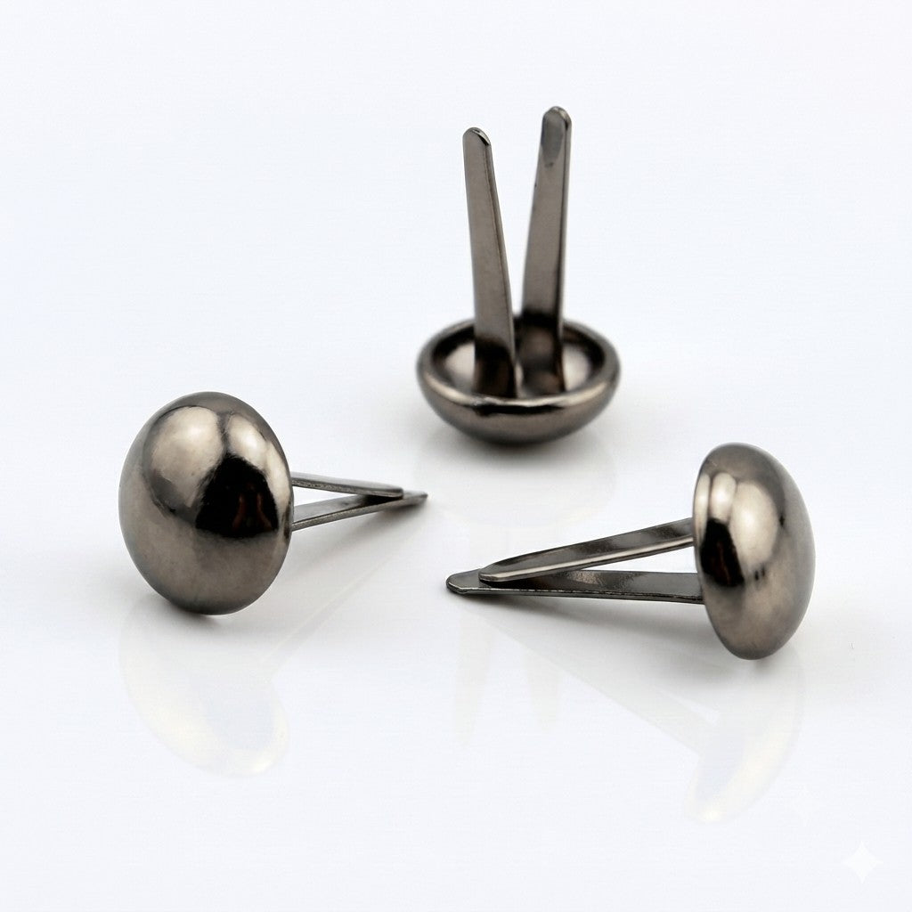 Nimida®  Metal Brad Pins/Split Pin/Rivet/Stud/Skull pins/Spikes/Paper Fastener for Scrapbooking, DIY, Leather Goods, Spikes | 9 mm | Gun Metal Black