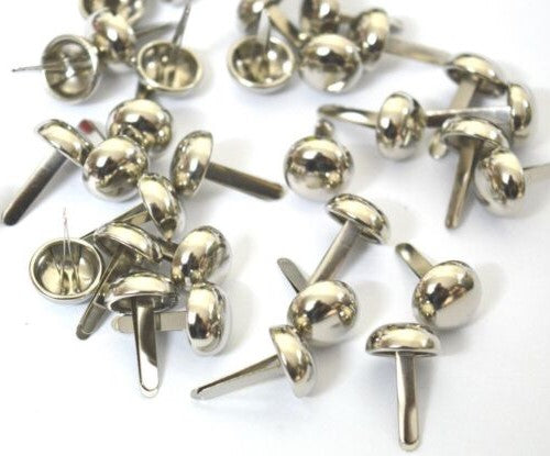 Nimida Metal Brad Pins/Split Pin/Rivet/Stud/Skull pins/Spikes/Paper Fastener for Scrapbooking, DIY, Leather Goods, Spikes | 9 mm | Shiny Steel/Silver Colour