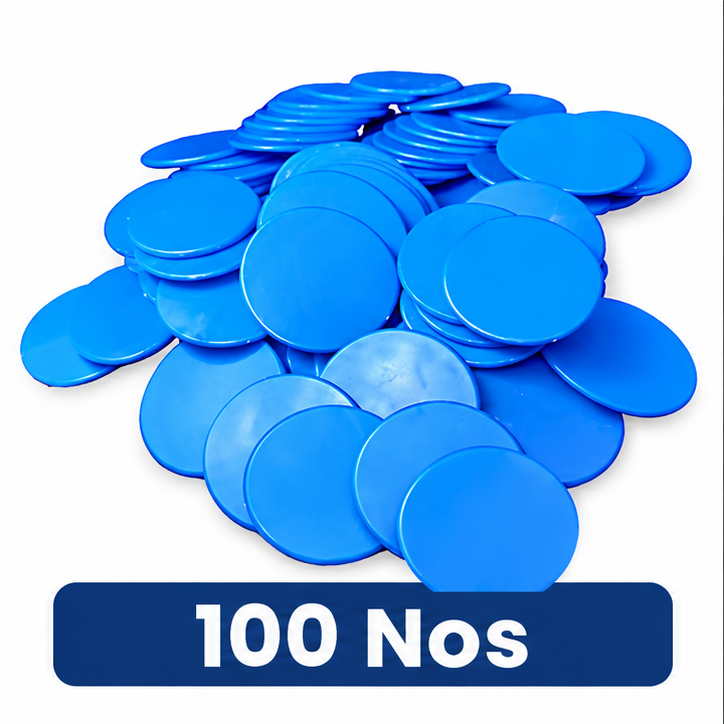 Nimida® Big Size 1.50 Inches (38 mm) Plastic Round Plain Coin/Token/Chips for Board Games and Other Uses | Blue Colour |