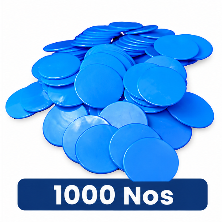 Nimida® Big Size 1.50 Inches (38 mm) Plastic Round Plain Coin/Token/Chips for Board Games and Other Uses | Blue Colour |