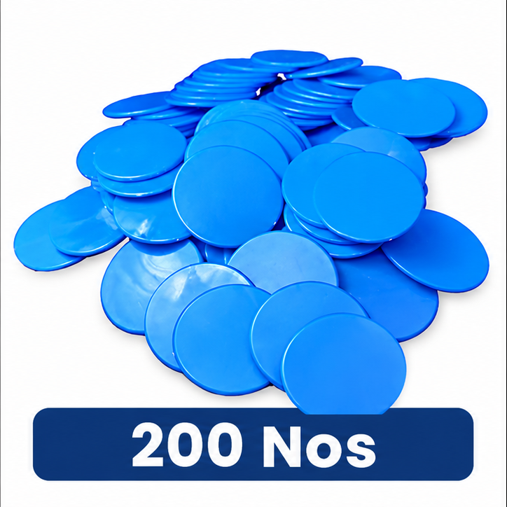 Nimida® Big Size 1.50 Inches (38 mm) Plastic Round Plain Coin/Token/Chips for Board Games and Other Uses | Blue Colour |