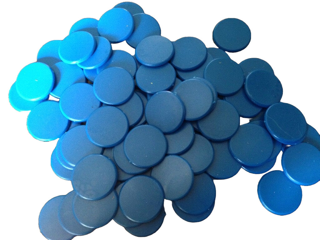 Nimida® Big Size 1.50 Inches (38 mm) Plastic Round Plain Coin/Token/Chips for Board Games and Other Uses | Blue Colour |