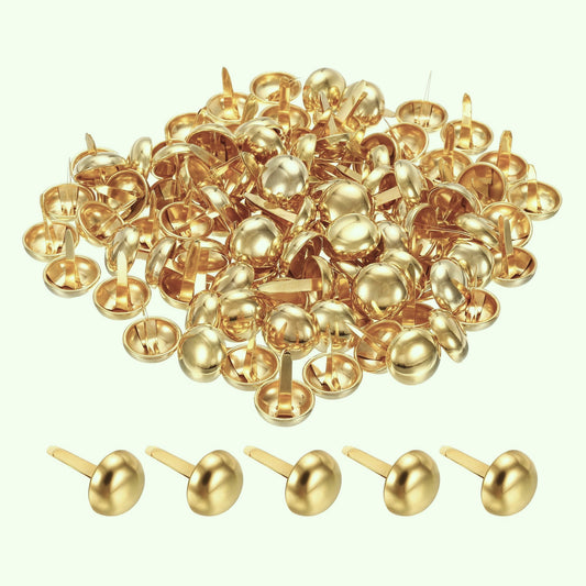 Nimida®  Metal Brad Pins/Split Pin/Rivet/Stud/Skull pins/Spikes/Paper Fastener for Scrapbooking, DIY, Leather Goods, Spikes | 9 mm | Golden