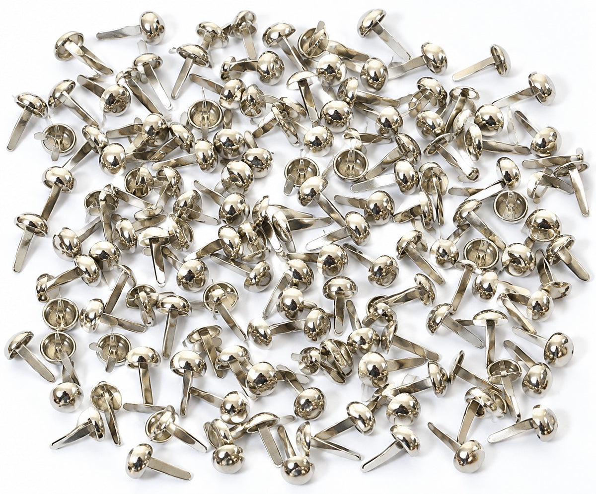 Nimida Metal Brad Pins/Split Pin/Rivet/Stud/Skull pins/Spikes/Paper Fastener for Scrapbooking, DIY, Leather Goods, Spikes | 9 mm | Shiny Steel/Silver Colour